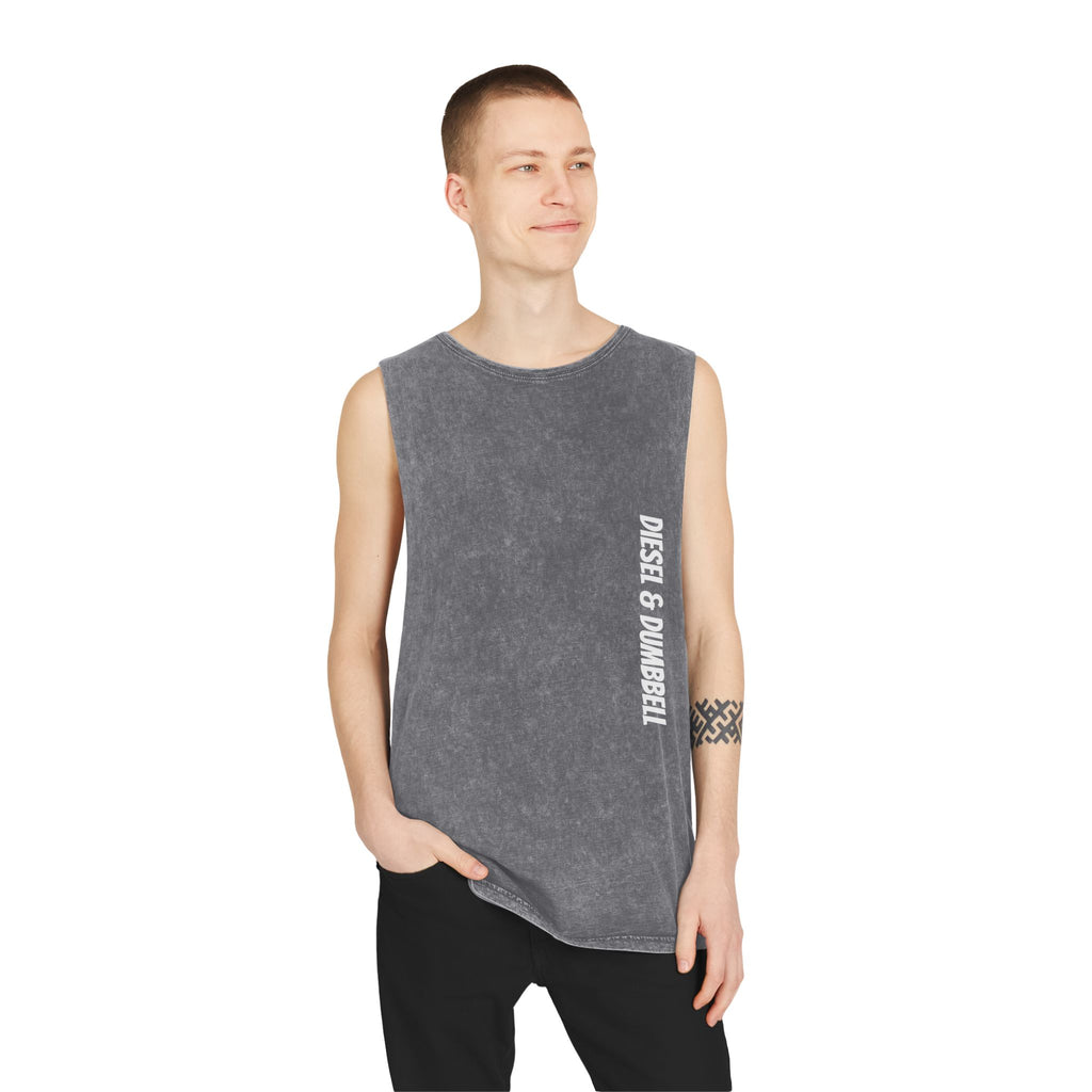 Diesel & Dumbbell Stonewash Tank Top — Gym Muscle Workout Tank