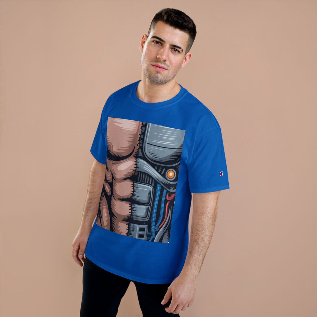 Futuristic Humanoid Robot Graphic T-Shirt — Men's Champion Style