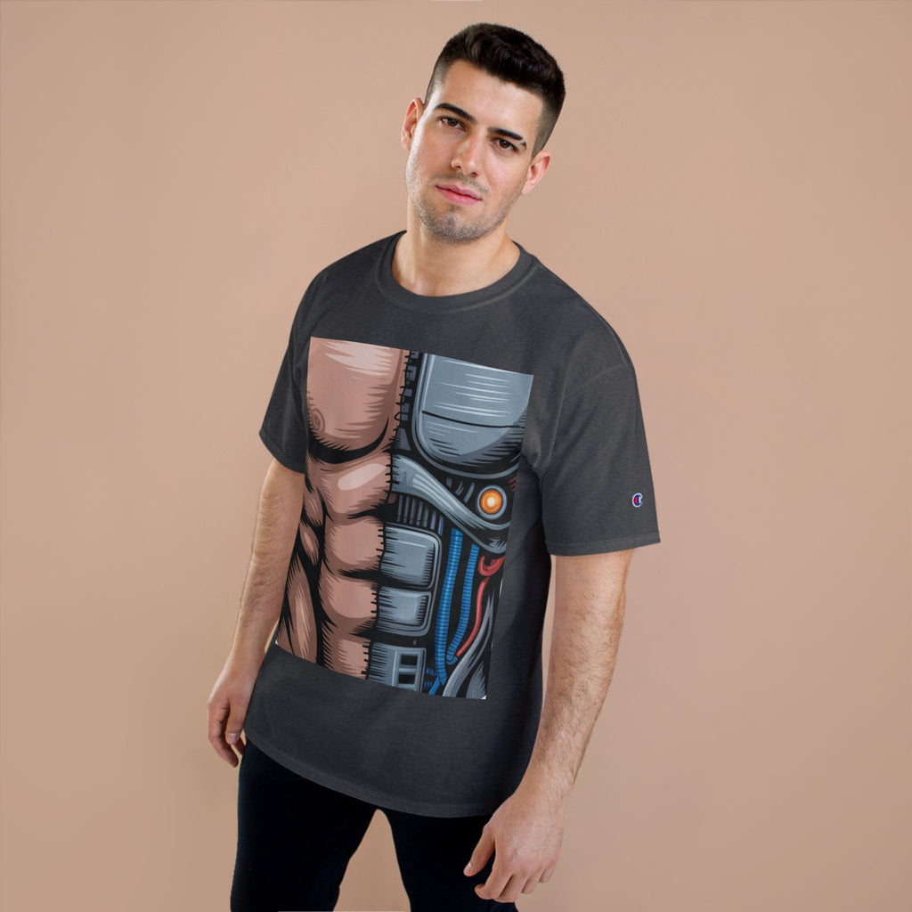 Futuristic Humanoid Robot Graphic T-Shirt — Men's Champion Style