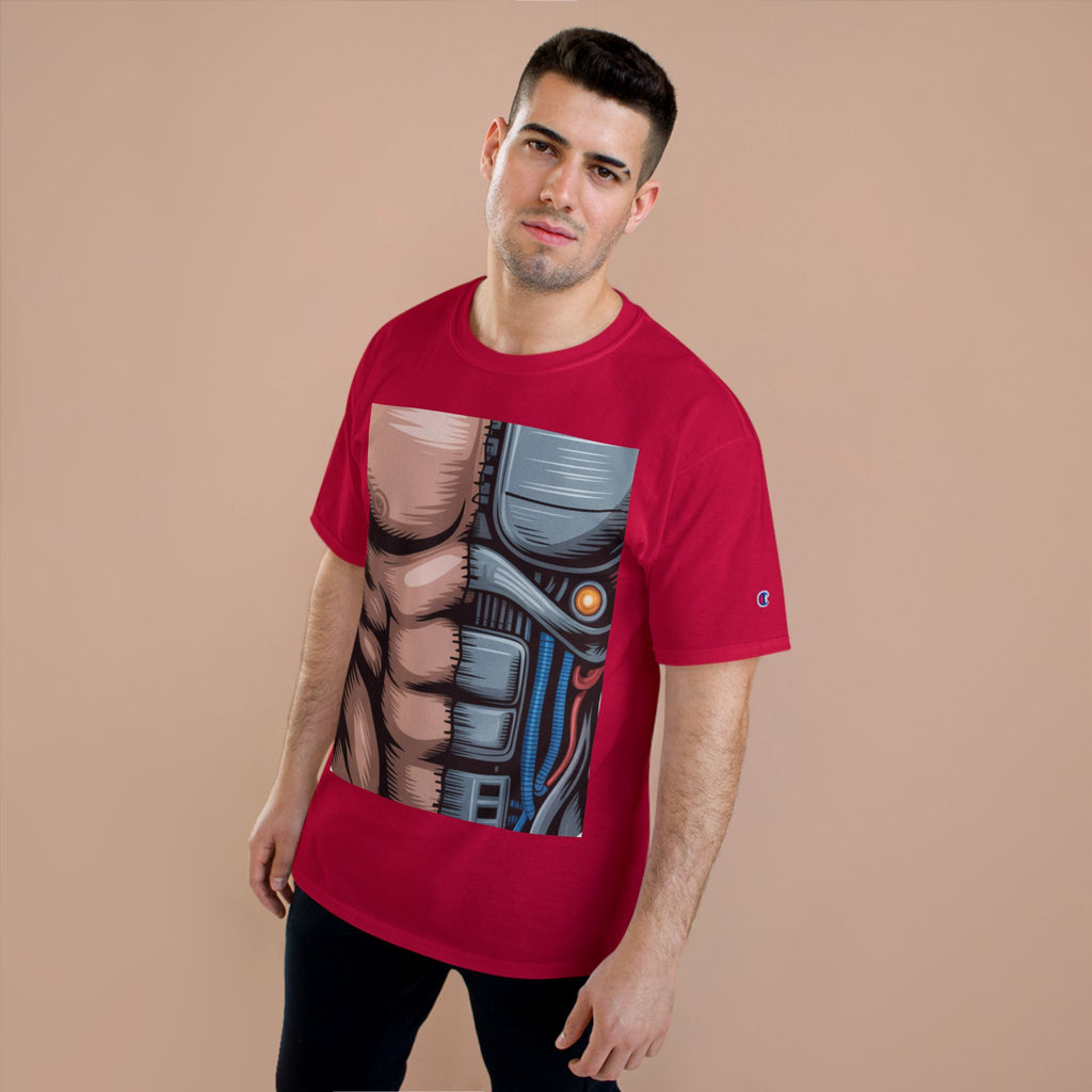 Futuristic Humanoid Robot Graphic T-Shirt — Men's Champion Style