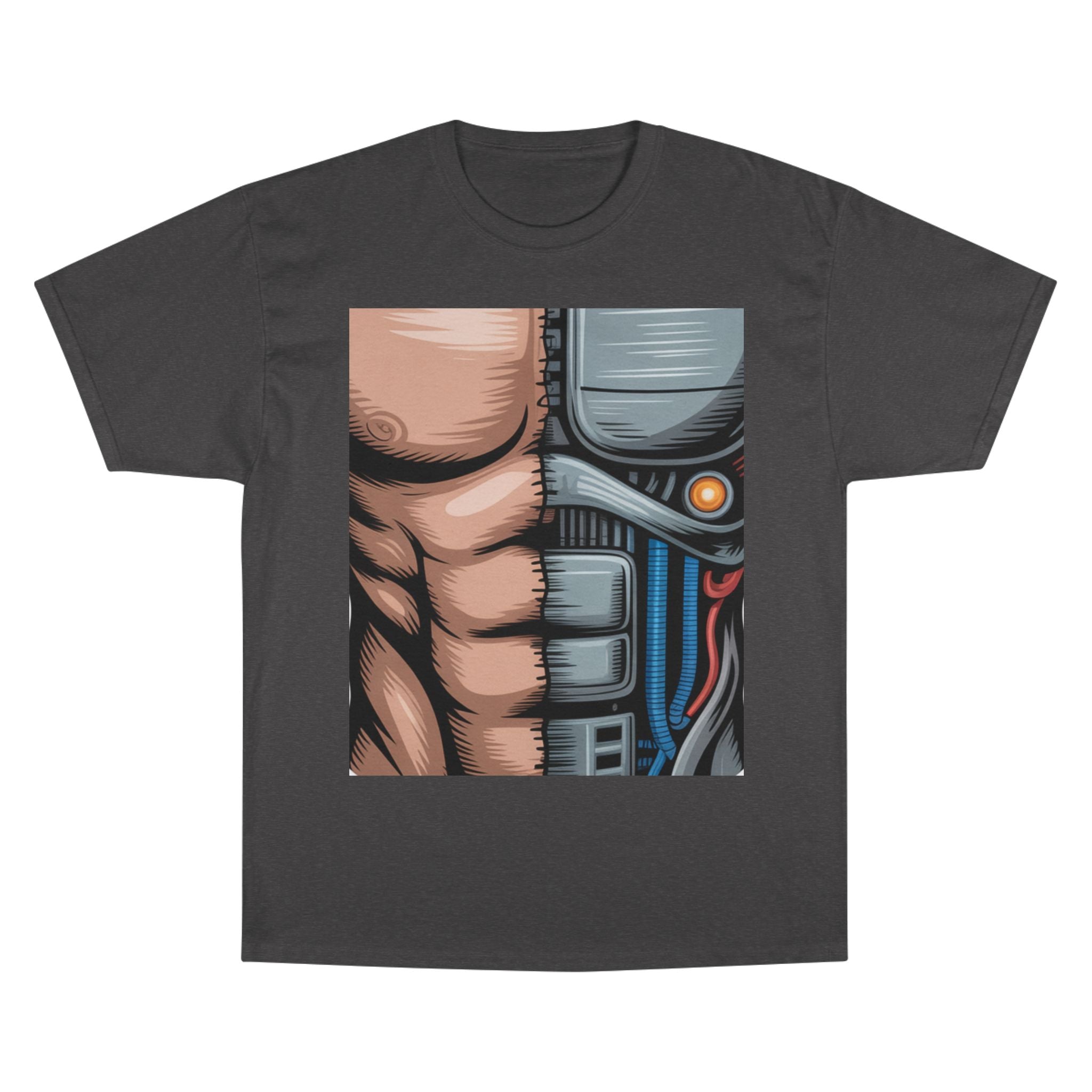 Futuristic Humanoid Robot Graphic T-Shirt — Men's Champion Style