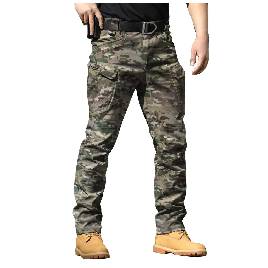 Mens Work Pants Camo Cargo Pants Baggy City Outdoor Construction Pants Ripstop Stretchy Tactical Pants Flexcamo Waterproof Military Pants Lightweight Multi Pockets Travel Fishing Hiking Hunting Pants