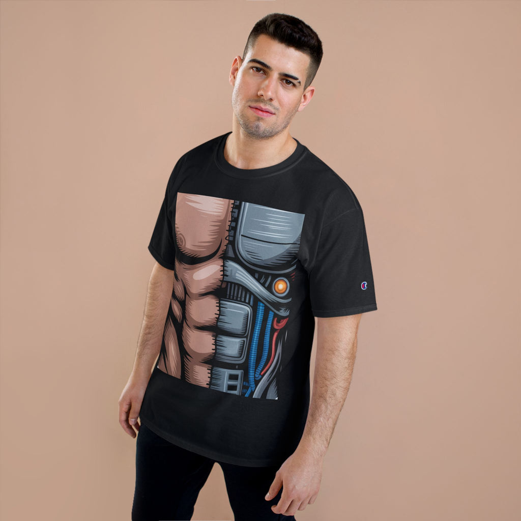 Futuristic Humanoid Robot Graphic T-Shirt — Men's Champion Style