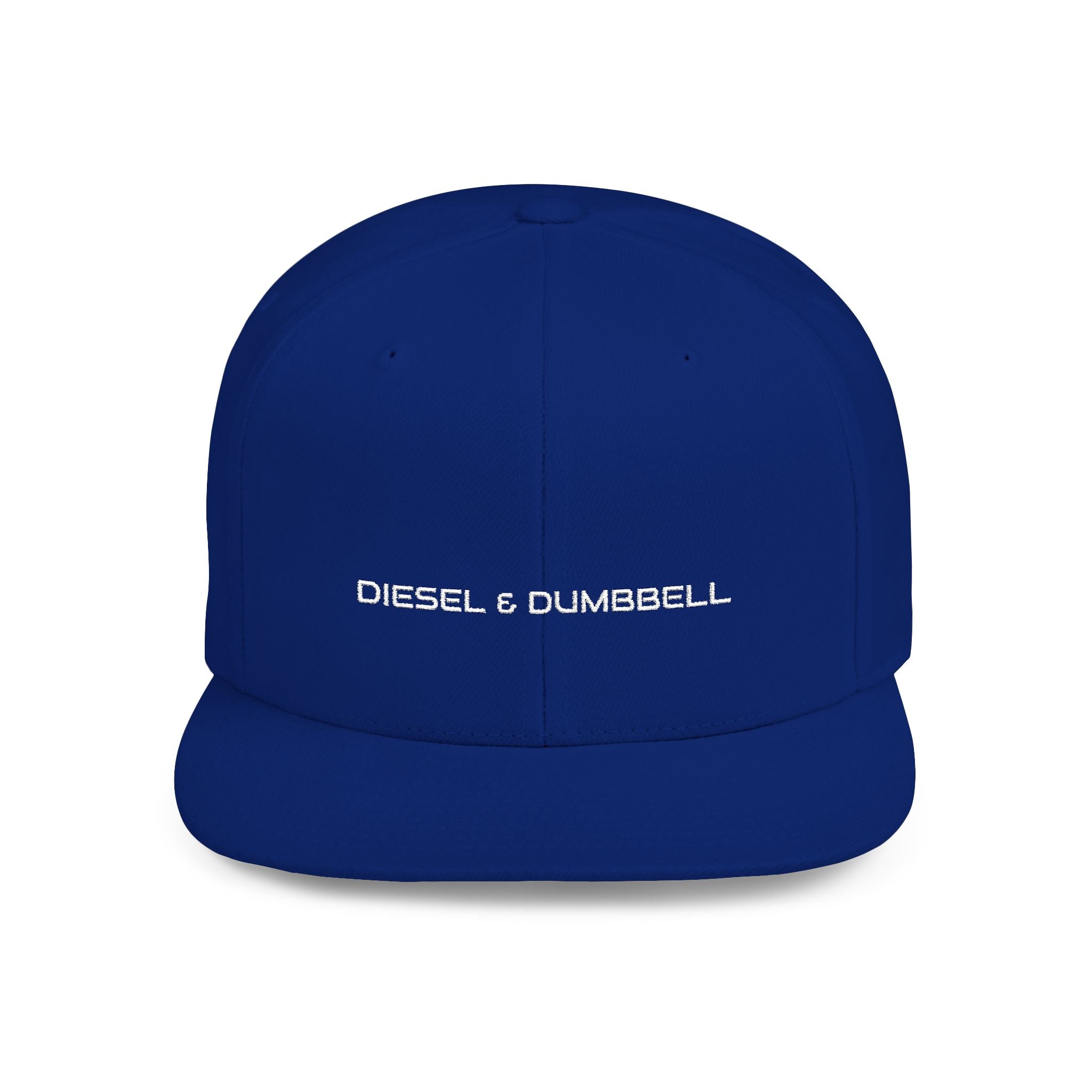 Diesel & Dumbbell Flat Bill Snapback — Men's Stylish Trucker Hat