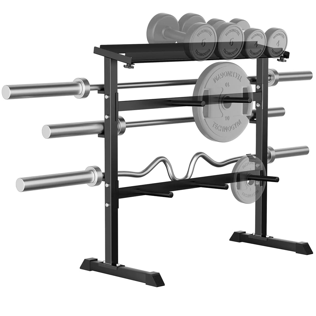 UBOWAY Compact Dumbbell Rack Stand Barbell Rack: Weight rack for Dumbbells Olympic Barbell Bar Olympic Weight Plates - Weight Storage Rack for Strength Training Home Gym Fitness Exercise Equipment